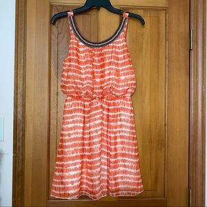 “Three Pink Hearts” Orange & White Dress